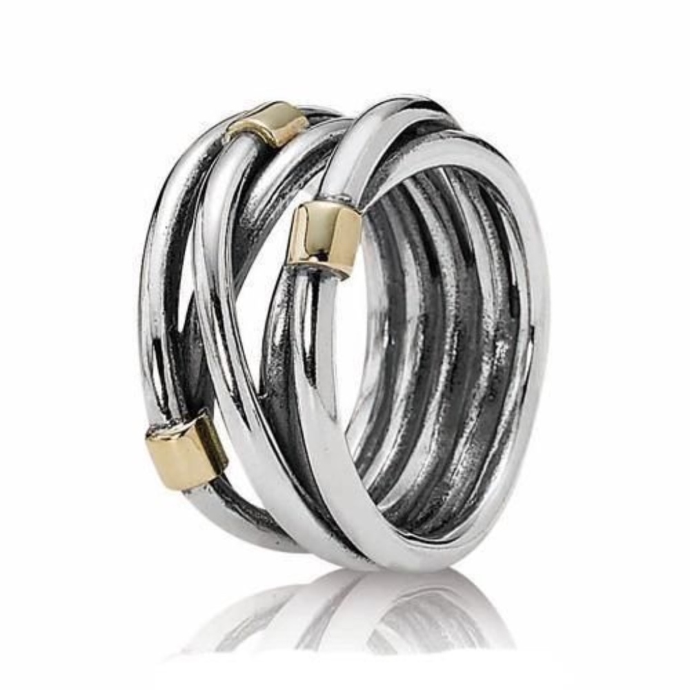 Pandora Two Tone Rope Ring